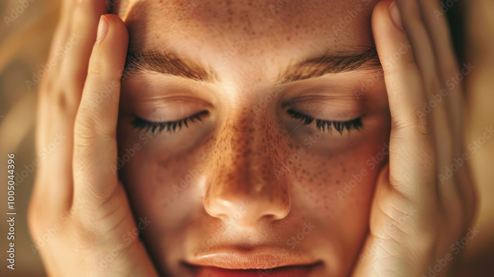 Fototapeta premium A guide to recognizing calm expressions, focusing on the peacefulness conveyed through facial muscles.