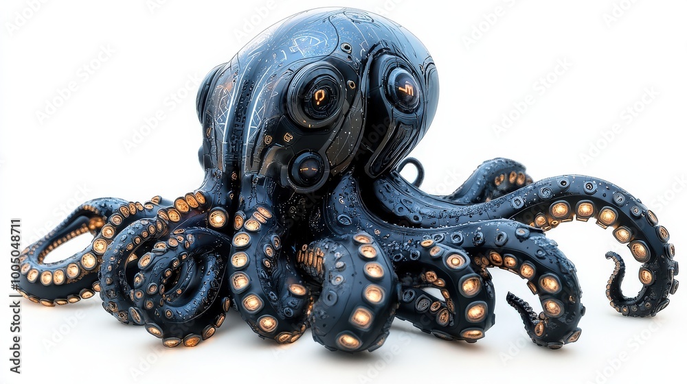 Colorful octopus with intricate patterns, white isolate background Colorful octopus with intricate patterns, white isolate background