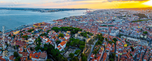 View of Alfama, one of Lisbon’s oldest areas with shops selling traditional crafts and cafes, Portugal