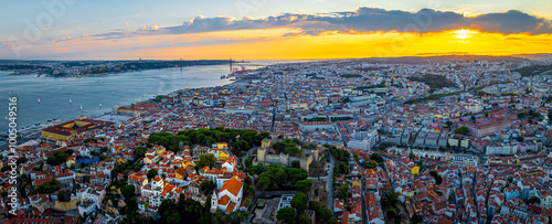 View of Alfama, one of Lisbon’s oldest areas with shops selling traditional crafts and cafes, Portugal