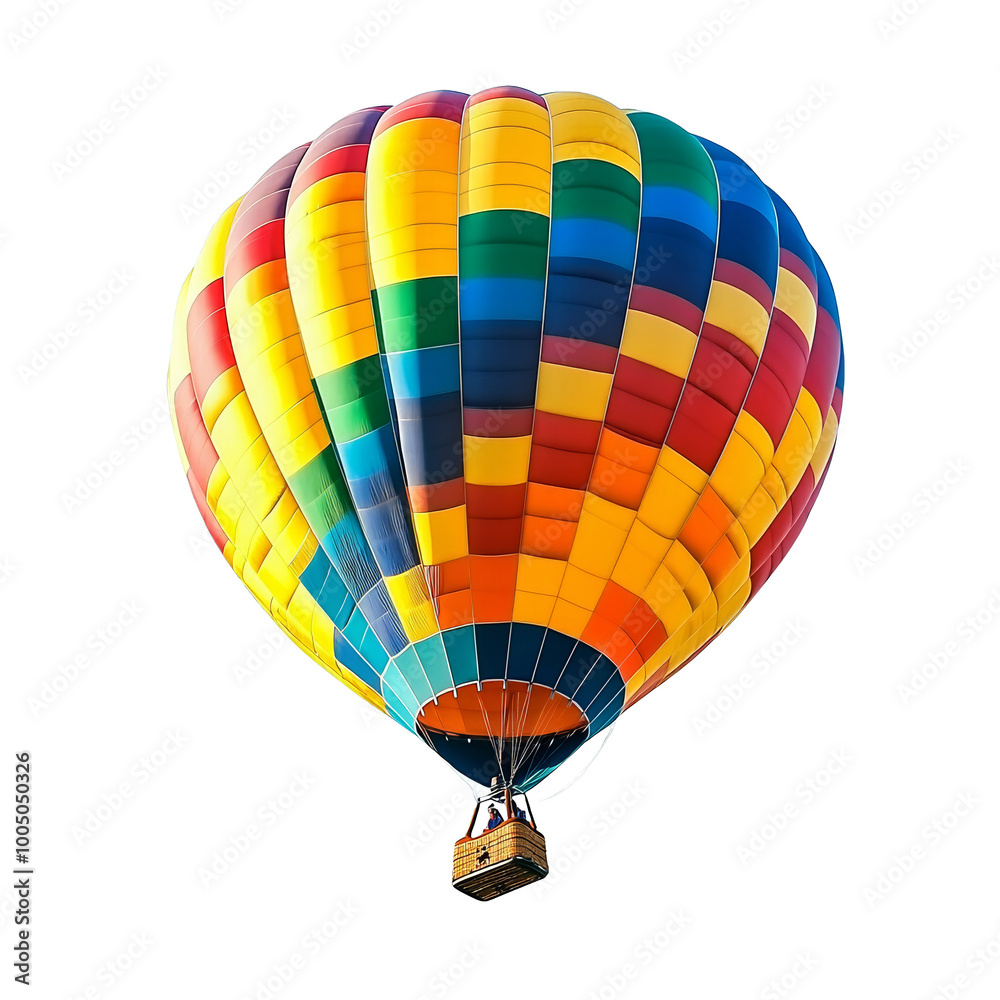 Fototapeta premium Colorful hot air balloon against a white isolated background.
