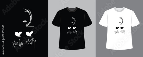 hello noty text and illustration t-shirt design