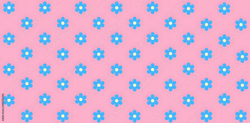 Seamless small light blue floral pattern with light pink background Seamless small light blue floral pattern with light pink background