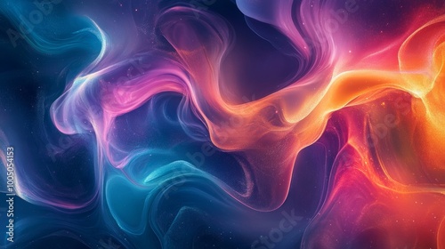 Colorful abstract smoky waves on dark background