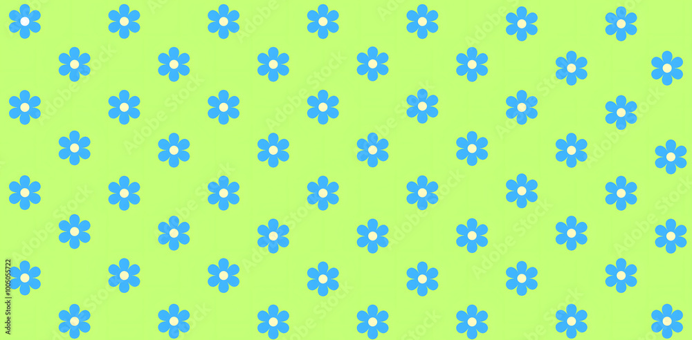 Seamless small light blue floral pattern with green background Seamless small light blue floral pattern with green background