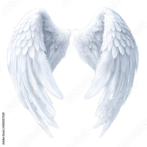 Elegant white angel wings on a transparent background.