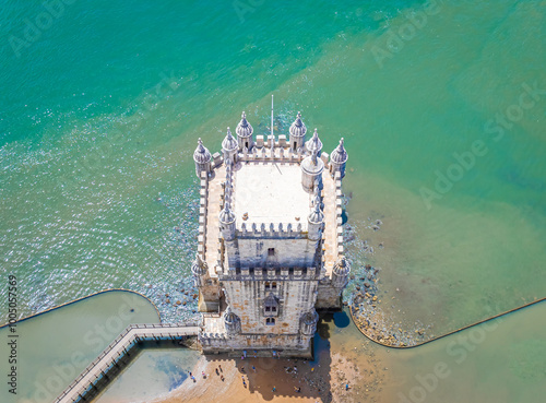 The Belem Tower or the Tower of Saint Vincent, the gateway to Lisbon, Portugal