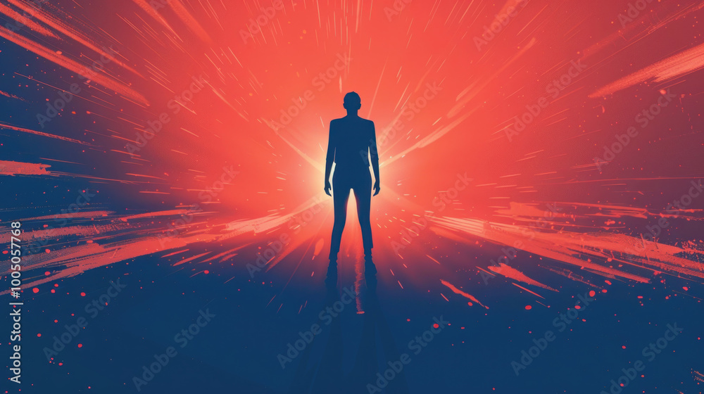 A visual of a person standing tall after confronting their fear, radiating confidence and courage. A visual of a person standing tall after confronting their fear, radiating confidence and courage.