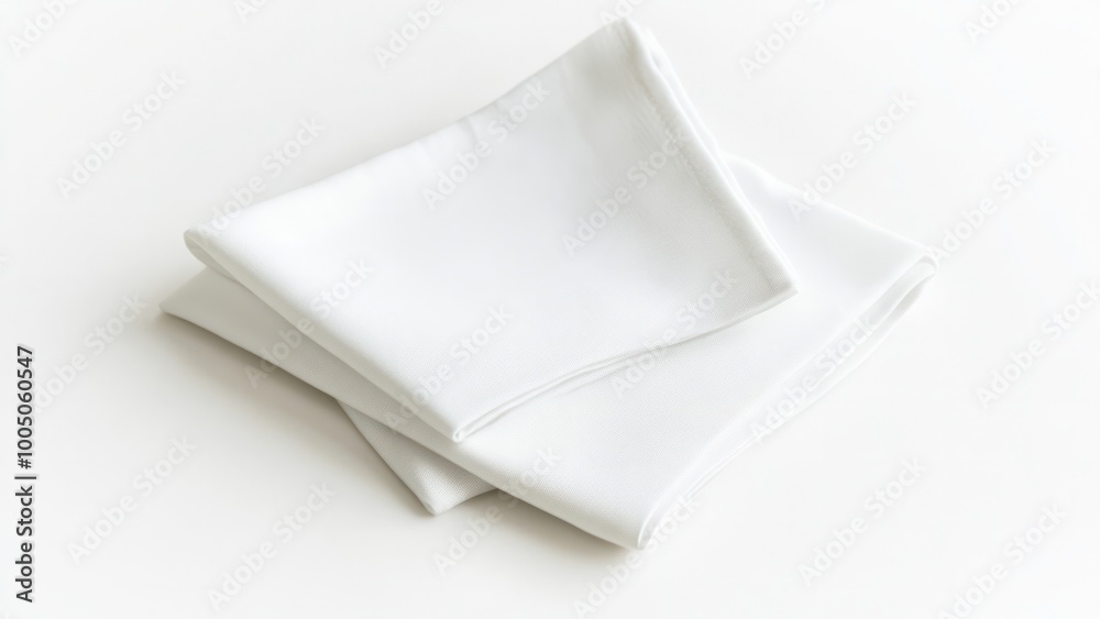 Two white napkins are stacked on top of each other Two white napkins are stacked on top of each other