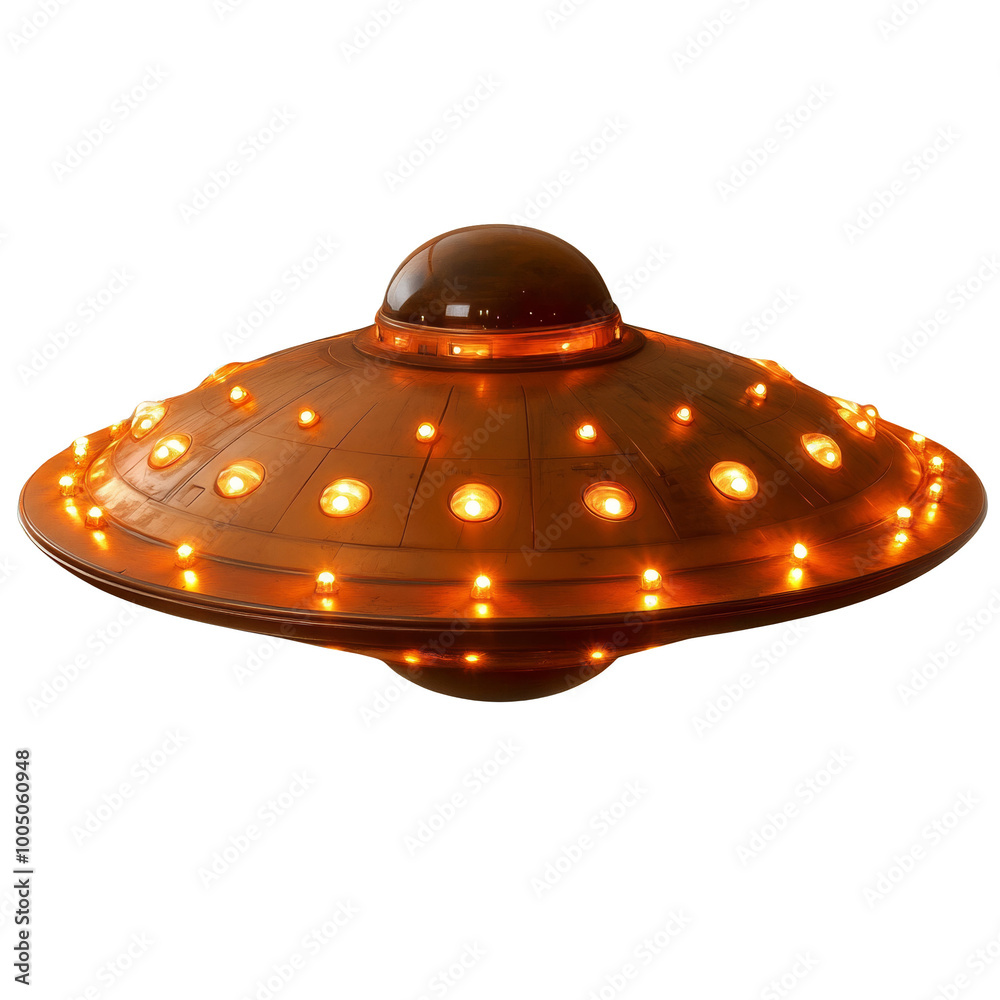 Glowing alien spaceship, detailed design, white isolate background Glowing alien spaceship, detailed design, white isolate background