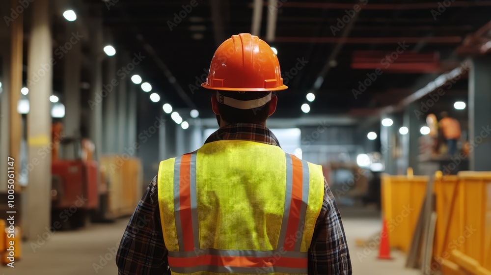 custom made wallpaper toronto digitalDedicated construction worker on a job site dressed in bright safety vest for enhanced visibility and protection