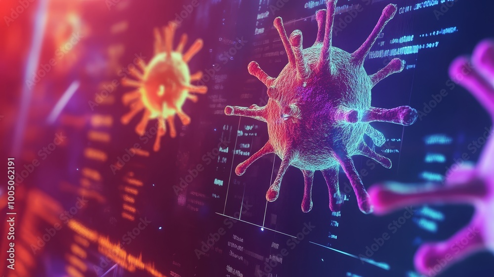 Obraz premium Advanced visualization of viral structure a detailed 3d image of corona virus on computer screen display 