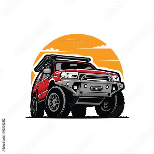 Offroad overland vehicle vector art illustration. Best for outdoor automotive tshirt design