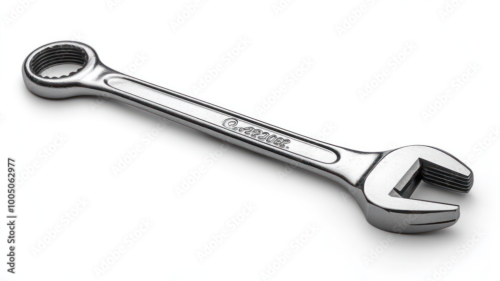 A silver adjustable wrench with a black handle A silver adjustable wrench with a black handle