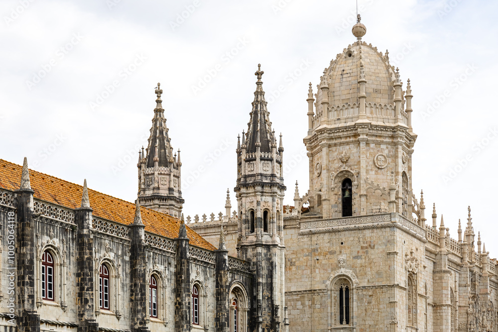 Fototapeta premium View of Jeronimos Monastery near the Tagus river in Belém district of Lisbon, Portugal
