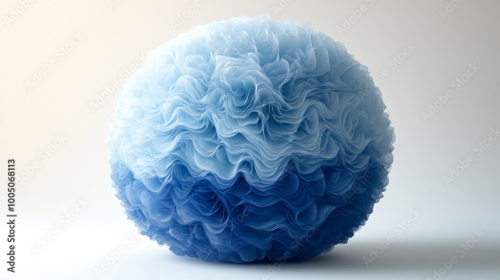 Blue gradient abstract sphere with textured fabric layers Blue gradient abstract sphere with textured fabric layers