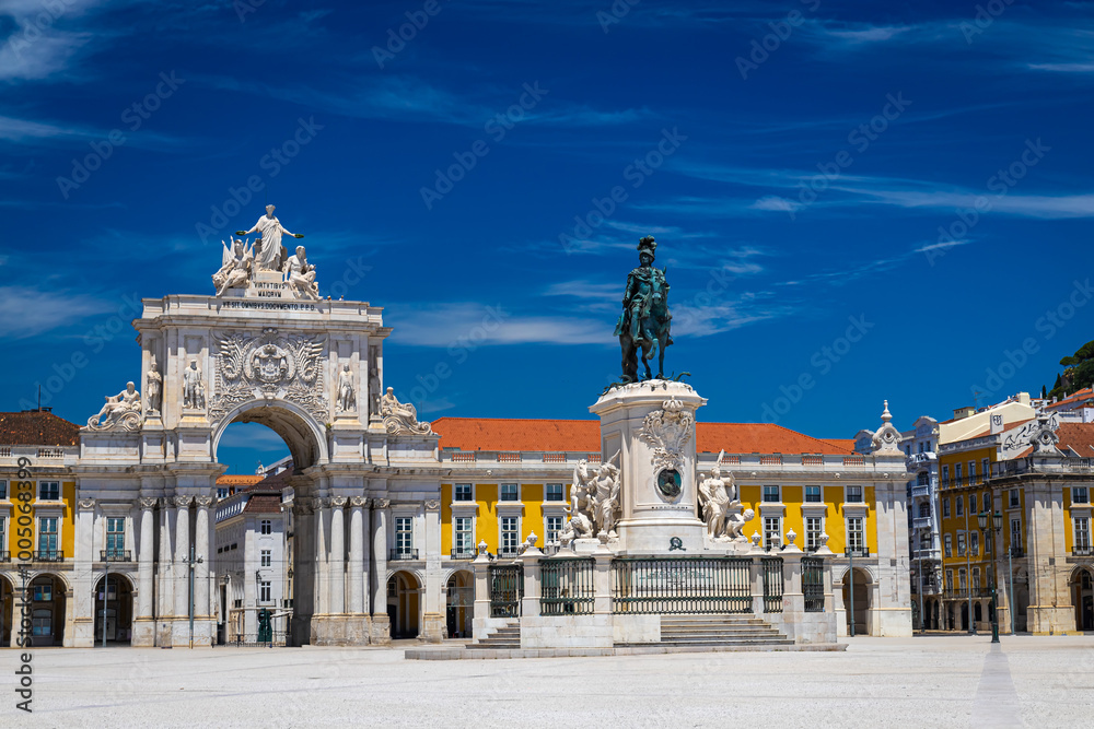 Praca do Comercio, a large, harbour-facing plaza in Portugal's capital, Lisbon