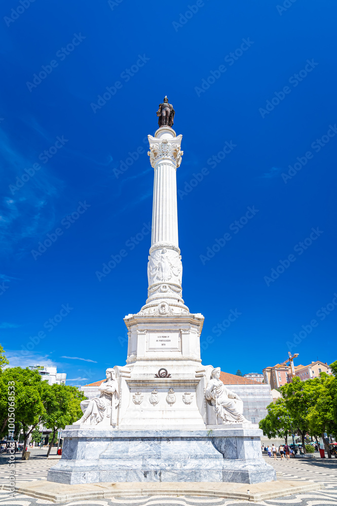 Praca dom Pedro IV, Lisbon's lively central plaza with a wavy cobblestone pattern Praca dom Pedro IV, Lisbon's lively central plaza with a wavy cobblestone pattern