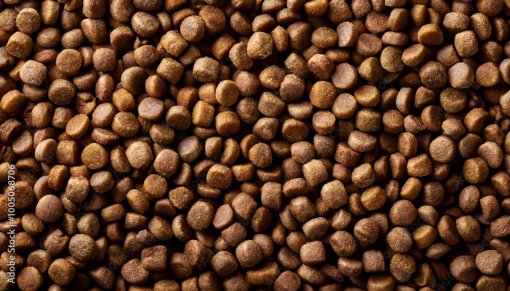 Close-up of brown round dry dog food pellets Close-up of brown round dry dog food pellets