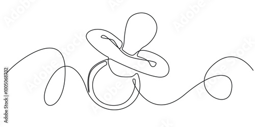 continuous line baby pacifier.one line drawing of baby pacifier icon.single line vector illustration. isolated white background