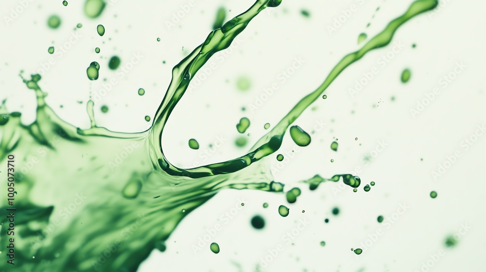 Fototapeta premium Vivid green splash captured in high detail, showcasing dynamic motion and energy in a refreshing liquid form.