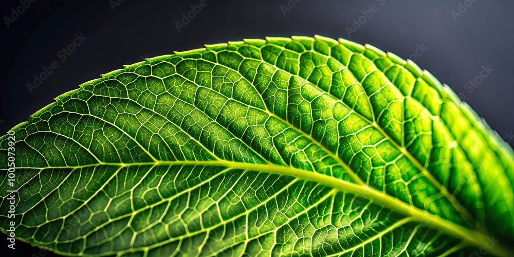 A Detailed View of a Lush Green Leaf with Intricate Veins and a Delicate Texture