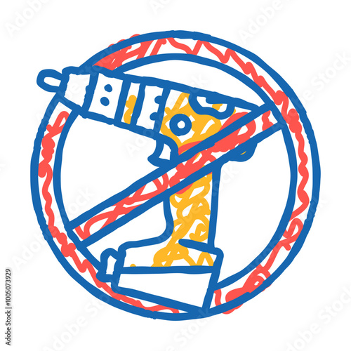 do not drill assembly furniture doodle icon sketch vector. do not drill assembly furniture sign. isolated symbol illustration