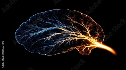 image of electric current in the shape of a human brain for design and looks amazing