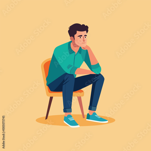 Man Sitting in Quiet Reflection 