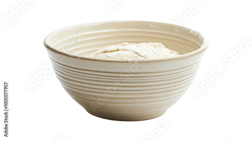 bowl with fresh dough on transparent background