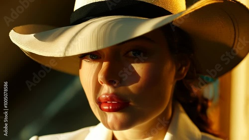 Wallpaper Mural Close-Up Fashion Portrait of Woman in Hat with Dramatic Shadows Torontodigital.ca