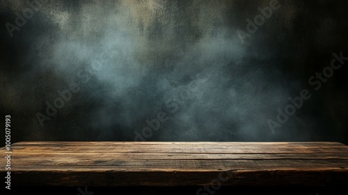 Rustic wooden table against a smoky backdrop.