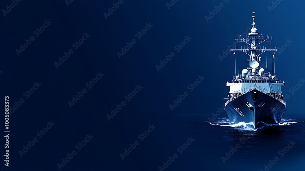 Fototapeta premium Warship on the Horizon