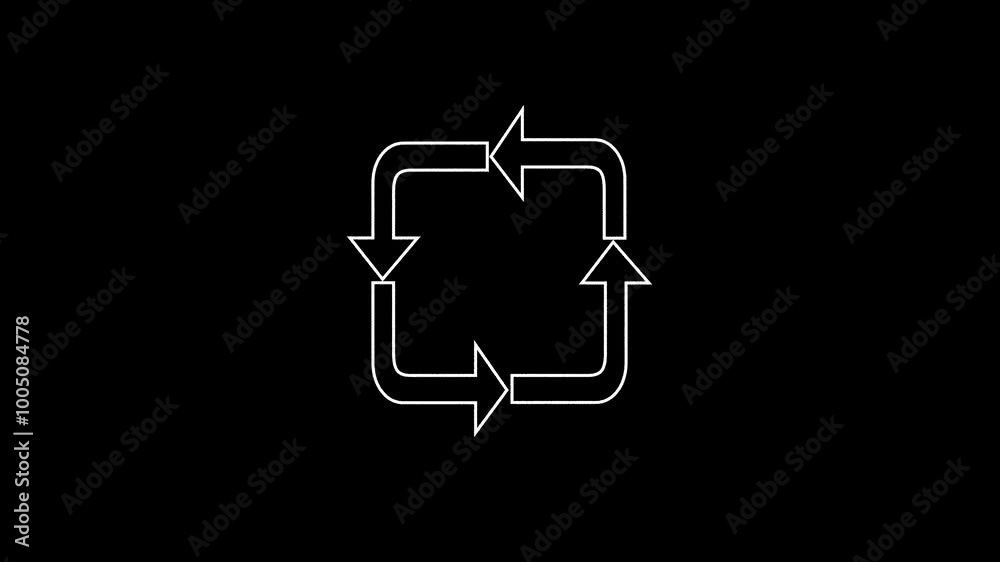 Recycling symbol with distorted and glitch effect seamless. Animated symbol of ecological recycling of garbage. Recycling symbol with distorted and glitch effect seamless. Animated symbol of ecological recycling of garbage.