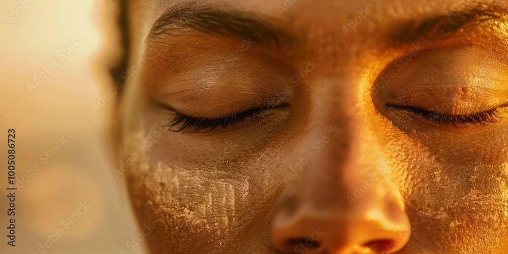 A peaceful face of a person meditating, with closed eyes and a serene, tranquil expression A peaceful face of a person meditating, with closed eyes and a serene, tranquil expression