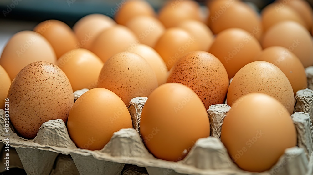 Close-Up of Brown Eggs in a Cardboard Carton Close-Up of Brown Eggs in a Cardboard Carton