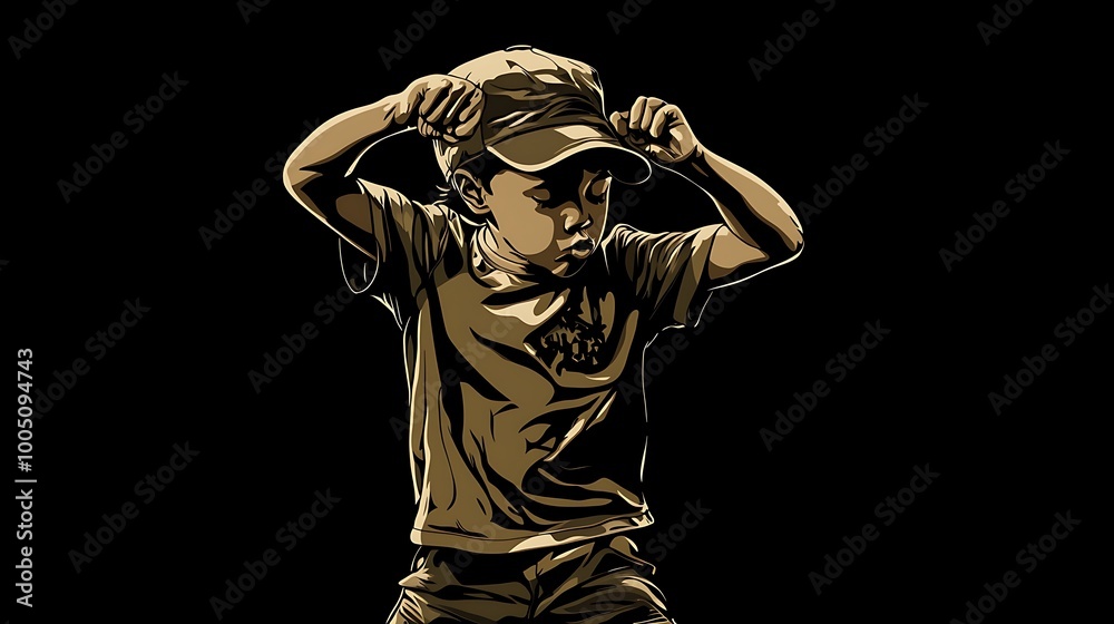 Cool Boy Character Illustration with Graphic Style, Digital Artwork Cool Boy Character Illustration with Graphic Style, Digital Artwork