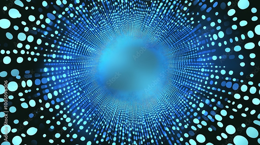 A visually stunning image of ultrarealistic blue halftone circles arranged in a futuristic pattern. The vibrant colors and intricate details make this a captivating stock photo. A visually stunning image of ultrarealistic blue halftone circles arranged in a futuristic pattern. The vibrant colors and intricate details make this a captivating stock photo.