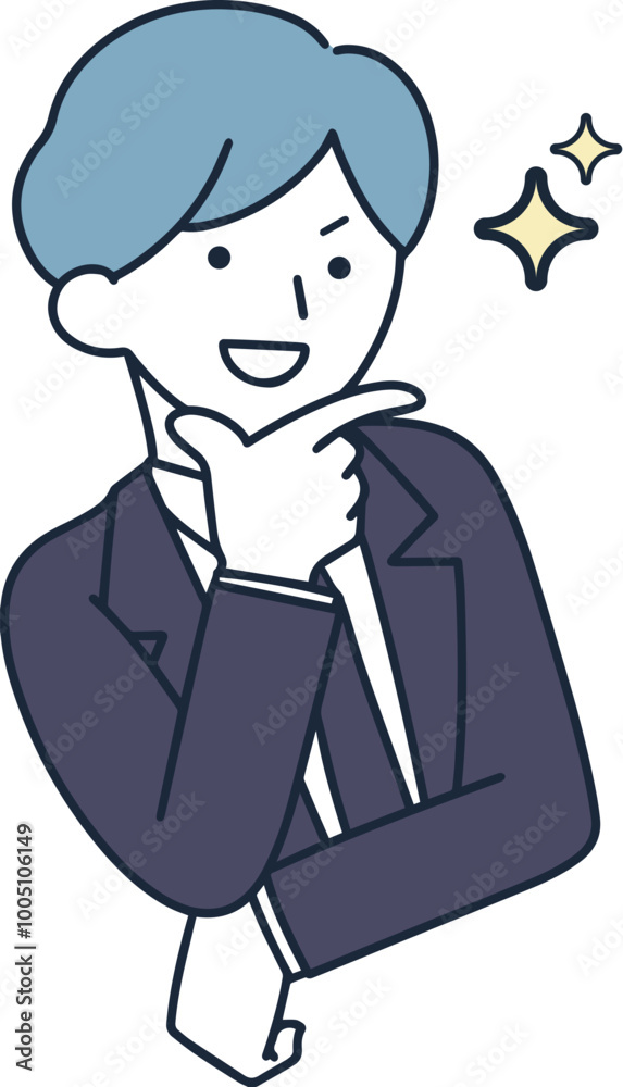 Cheerful businessman with a chipper face Simple illustration Cheerful businessman with a chipper face Simple illustration