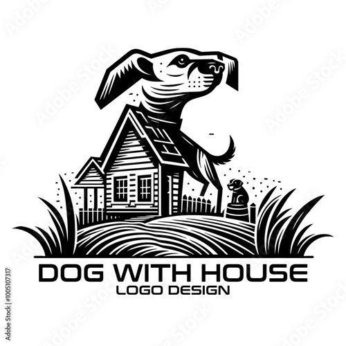 Dog With House Vector Logo Design photo
