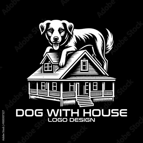 Dog With House Vector Logo Design