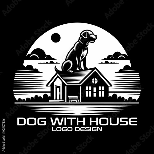Dog With House Vector Logo Design photo
