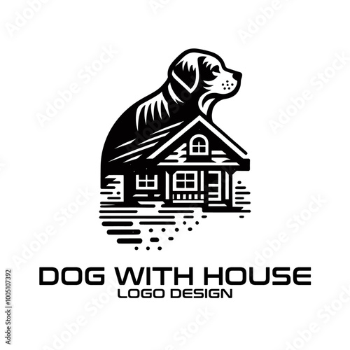 Dog With House Vector Logo Design photo