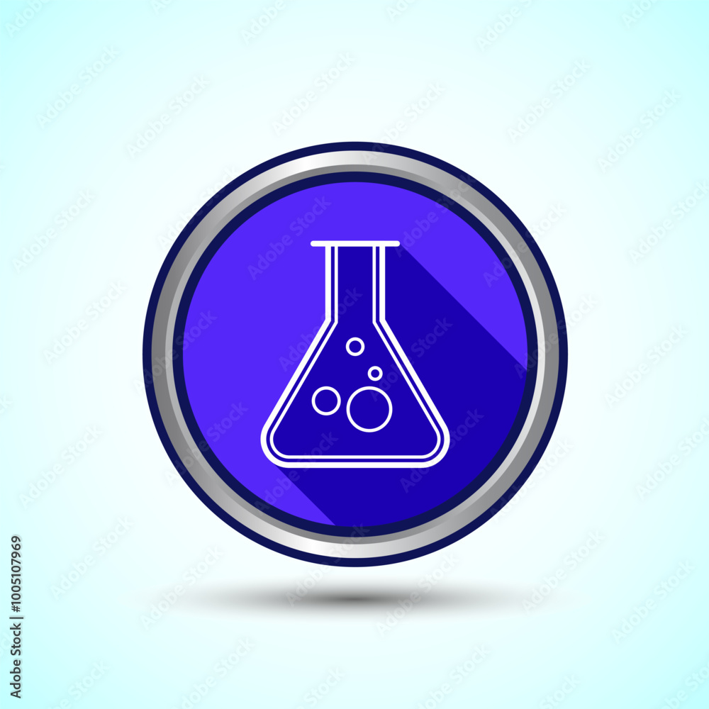 Lab Flask Icon Design Illustration, Chemical flask Icon For Apps and Websites, Blue Shadow Button Design Lab Flask Icon Design Illustration, Chemical flask Icon For Apps and Websites, Blue Shadow Button Design