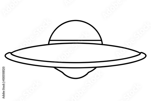 Flying saucer black silhouette vector icon slyle white background