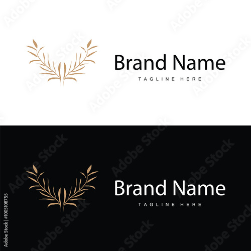 Botanical logo design plant ornament nature plant icon flower leaf line model