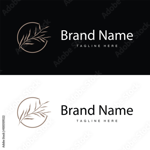 Botanical logo design plant ornament nature plant icon flower leaf line model