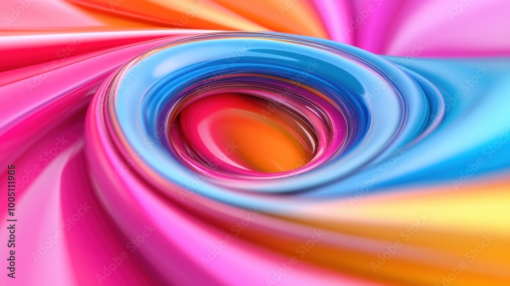 Fototapeta premium A captivating swirl of bright colors merges seamlessly, forming an engaging vortex that draws the viewer's attention and sparks creativity