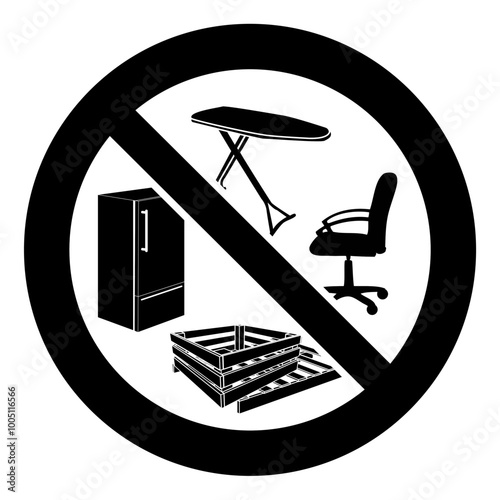 ISO prohibition safety signs symbol and pictogram only_no dumping of bulk items_black and white edition