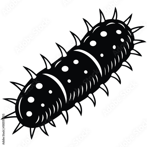 Sea cucumber logo Vector line art illustration on white background